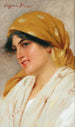 Ein Mädchen mit einem gelben Schal - Eugen von Blaas — Ansicht des Kunstwerks