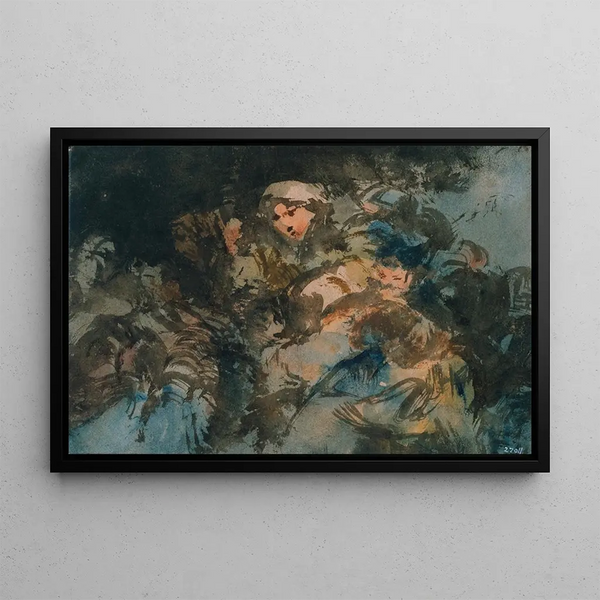 Gruppe der Hexen - Eugenio Lucas Velázquez — gerahmtes Bild an der Wand