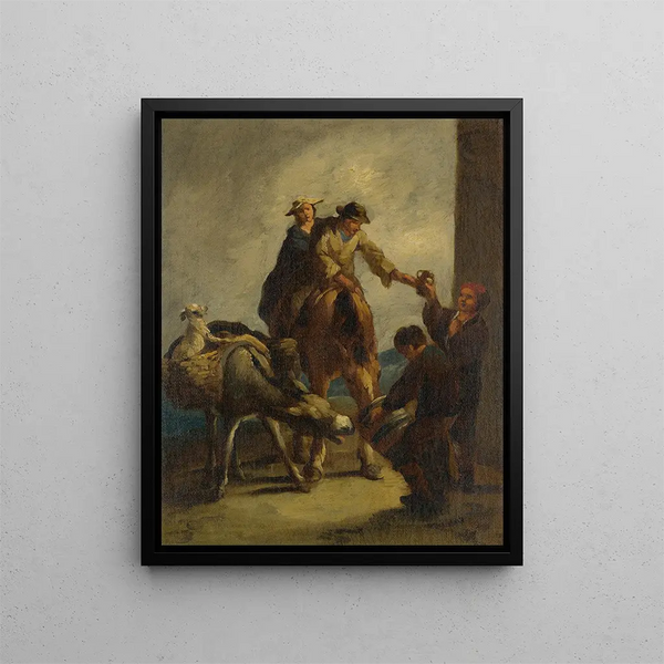 Wasserverkäufer mit Esel - Eugenio Lucas Velázquez — gerahmtes Bild an der Wand