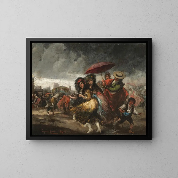 Corrida suspendue par la pluie - Eugenio Lucas Villamil — gerahmtes Bild an der Wand