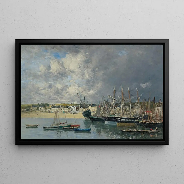 Bateaux ancrés dans le port de Portrieux - Eugène Boudin — gerahmtes Bild an der Wand