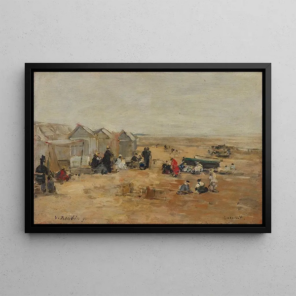 Deauville Strand-Szene - Eugène Boudin — gerahmtes Bild an der Wand