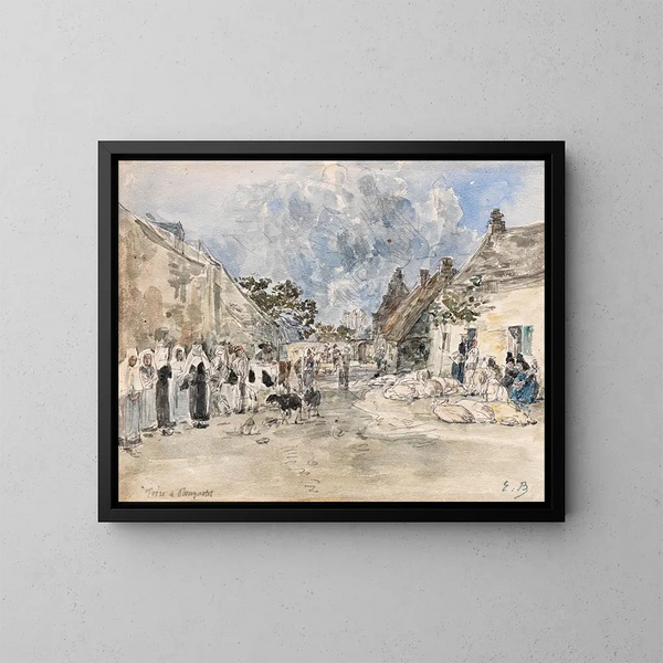 Messe von Plougastel - Eugène Boudin — gerahmtes Bild an der Wand