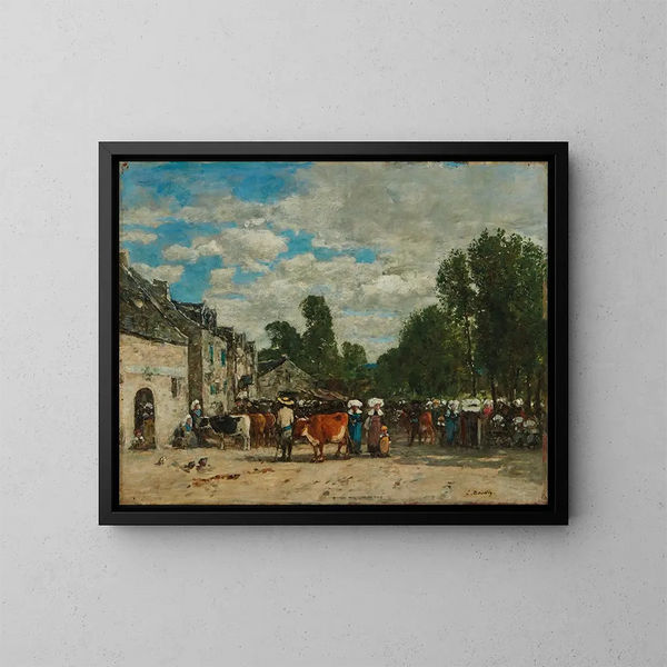 Messe in der Bretagne - Eugène Boudin — gerahmtes Bild an der Wand