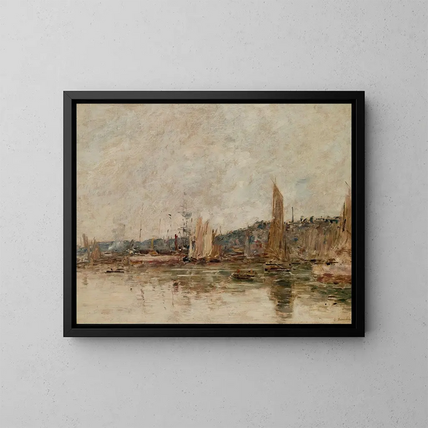 Honfleur, der Hafen am Morgen - Eugène Boudin — gerahmtes Bild an der Wand