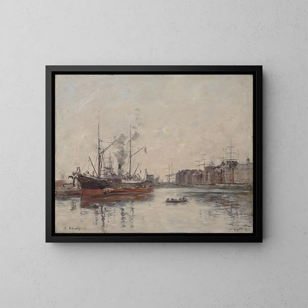 Le Havre, der Hafen von La Barre - Eugène Boudin — gerahmtes Bild an der Wand