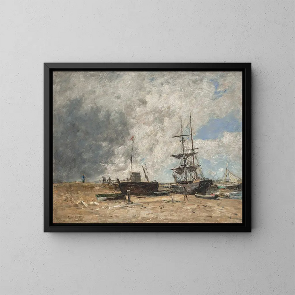 Der Küstenabschnitt von Trouville, Ebbe - Eugène Boudin — gerahmtes Bild an der Wand