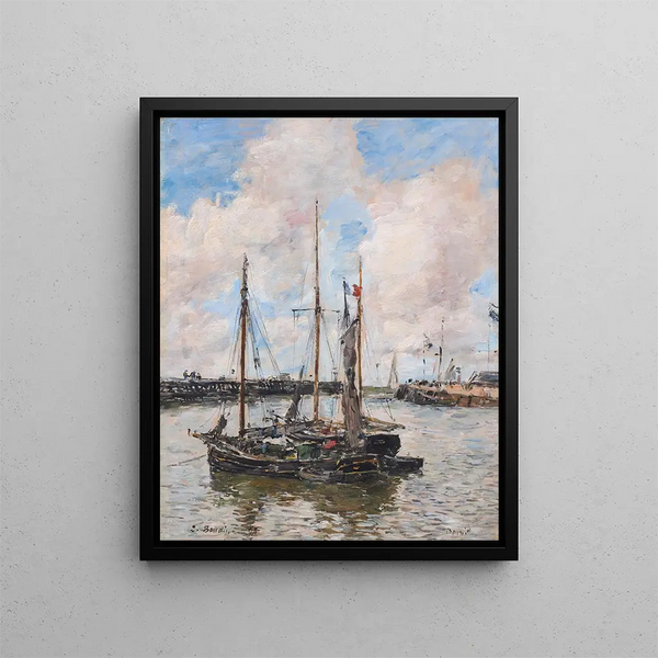 L'entrée du port de Trouville - Eugène Boudin — gerahmtes Bild an der Wand