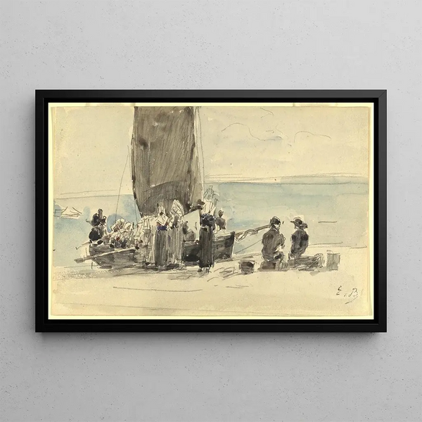Ladung der Boote - Eugène Boudin — gerahmtes Bild an der Wand