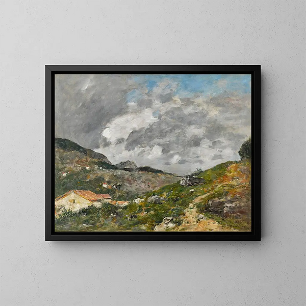 Berge in der Umgebung von Nizza - Eugène Boudin — gerahmtes Bild an der Wand