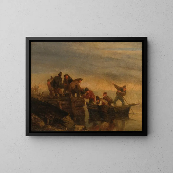 Fischer am Wasserufer - Eugène Boudin — gerahmtes Bild an der Wand