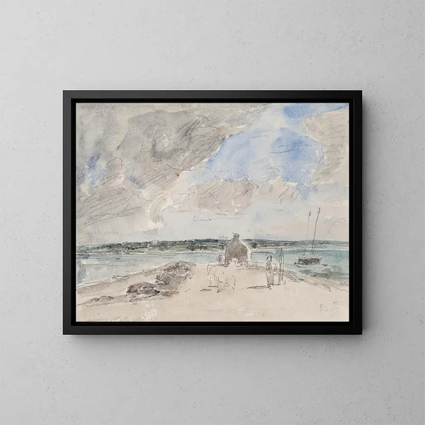 Plougastel, der Durchgang an der Mündung des Flusses Landerneau - Eugène Boudin — gerahmtes Bild an der Wand
