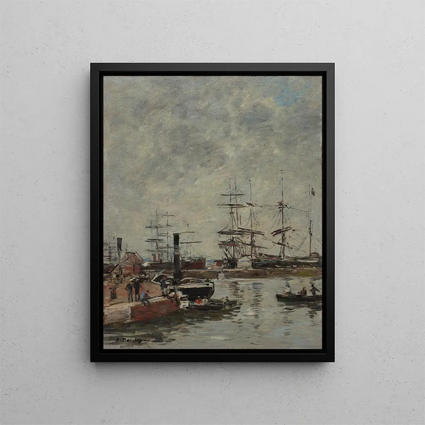 Hafen am Kai - Eugène Boudin — gerahmtes Bild an der Wand