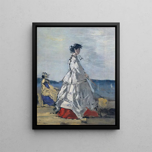La princesse Pauline Metternich am Strand - Eugène Boudin — gerahmtes Bild an der Wand