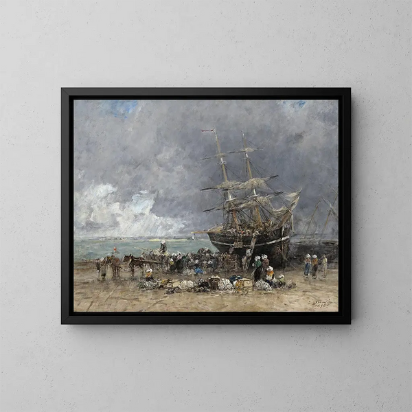 Rückkehr des Neufundländers - Eugène Boudin — gerahmtes Bild an der Wand