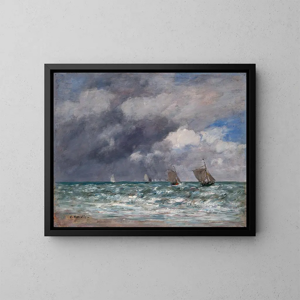Bateaux à voile près de Trouville - Eugène Boudin — gerahmtes Bild an der Wand