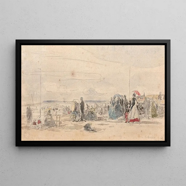 Strandszene Deauville - Eugène Boudin — gerahmtes Bild an der Wand