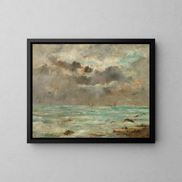 La Côte à Trouville - Eugène Boudin — gerahmtes Bild an der Wand