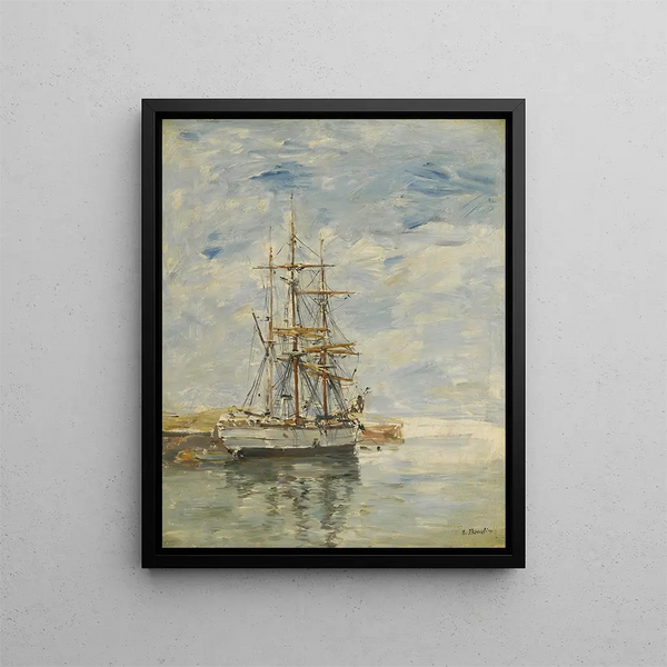 Drei-Mast-Schiff bei Anker - Eugène Boudin — gerahmtes Bild an der Wand