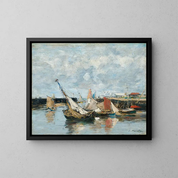 Barques à Trouville, marée basse - Eugène Boudin — gerahmtes Bild an der Wand