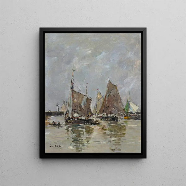 Trouville, l'appareillage des sardiniers - Eugène Boudin — gerahmtes Bild an der Wand