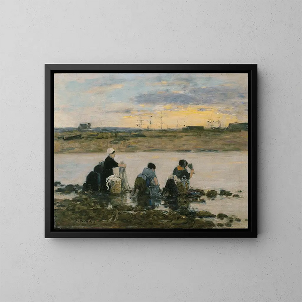 Laveuses am Flussufer - Eugène Boudin — gerahmtes Bild an der Wand