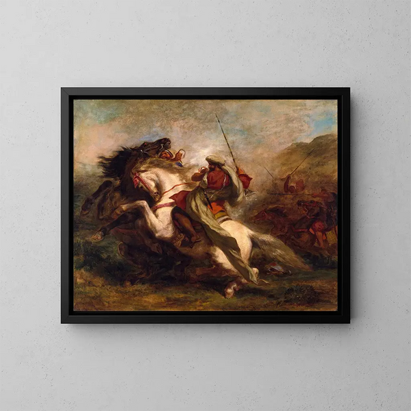 Kollision der maurischen Reiter - Eugène Delacroix — gerahmtes Bild an der Wand