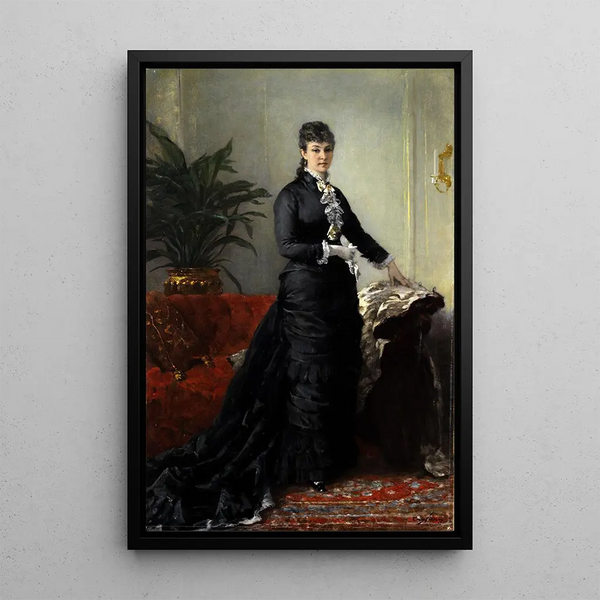 Eugne Faure - Junge Frau in langem schwarzen Kleid.webp