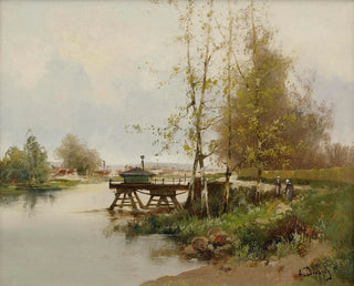 Eugne GalienLaloue - The Pond At The Edge Of The Village.webp