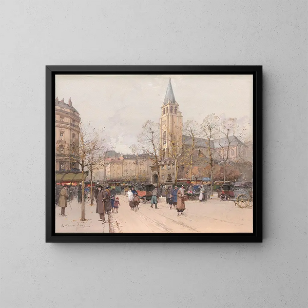 Ansicht der Boulevards Saint-Germain-des-Prés - Eugène Galien-Laloue — gerahmtes Bild an der Wand