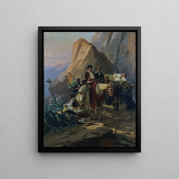 Souvenir du voyage de Paris à Cadix fait en 1846 par Alexandre Dumas et ses amis - Eugène Giraud — gerahmtes Bild an der Wand