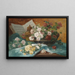 Stillleben mit Rosen in einer Schüssel - Eugène Henri Cauchois — gerahmtes Bild an der Wand