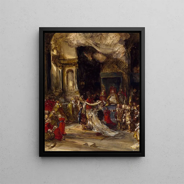 Eine Szene einer königlichen Hochzeit - Eugène Isabey — gerahmtes Bild an der Wand