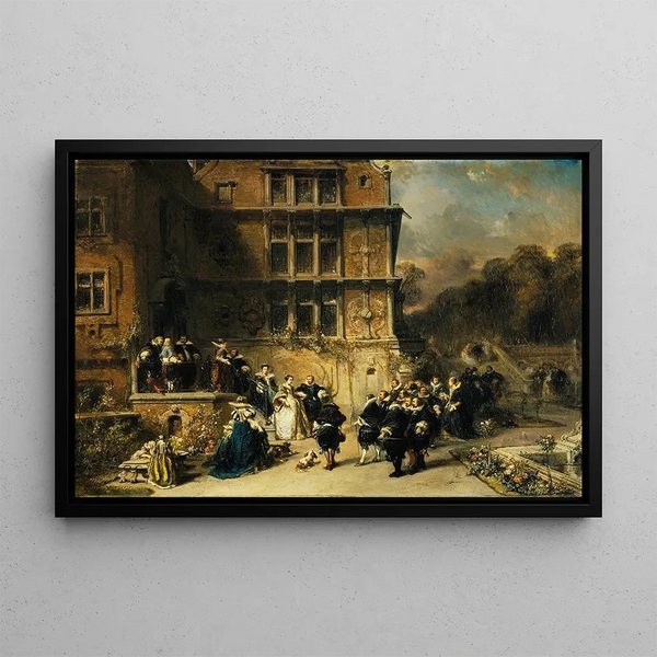 Empfang am Hof in einem Schloss - Eugène Isabey — gerahmtes Bild an der Wand