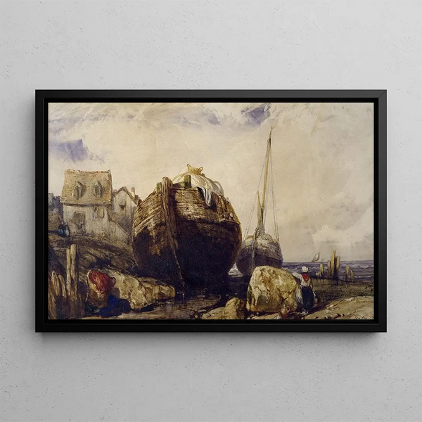 Bateaux de pêche - Eugène Isabey — gerahmtes Bild an der Wand