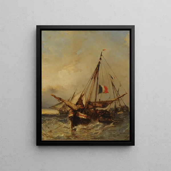 Marina - Eugène Isabey — gerahmtes Bild an der Wand