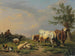 Ein Bauer mit drei Kühen, drei Schafen, einer Ziege und fünf Hühnern in einer Landschaft - Eugène Joseph Verboeckhoven — Ansicht des Kunstwerks
