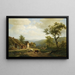 Landschaft mit sanften Hügeln und Vieh, das zu den Feldern geht - Eugène Joseph Verboeckhoven — gerahmtes Bild an der Wand