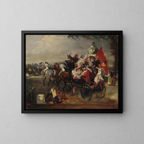 Szenen eines Karnevals auf dem Place de la Concorde - Eugène Lami — gerahmtes Bild an der Wand