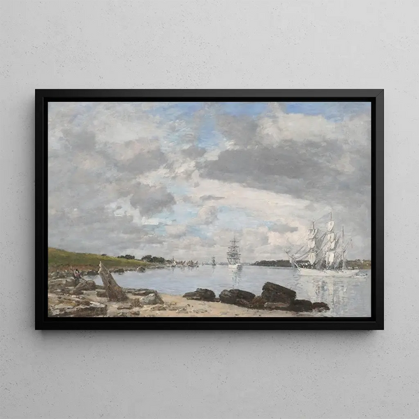 Die Bucht an der Mündung des Flusses Elorn Landerneau - Eugène Louis Boudin — gerahmtes Bild an der Wand