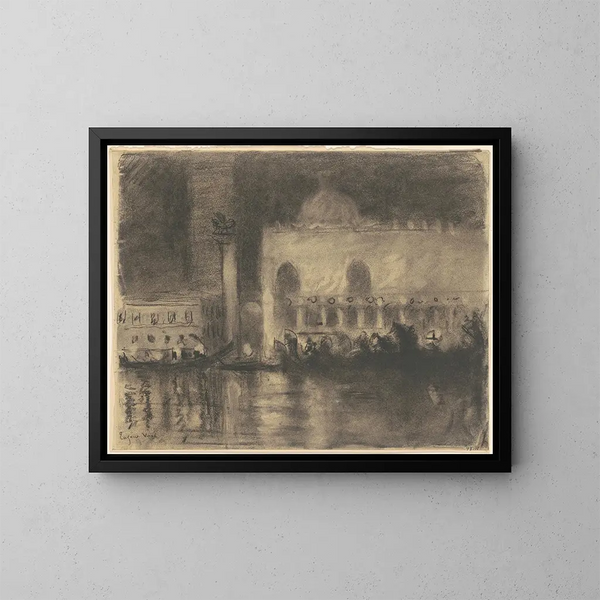 Souvenir de Venise, le Palais des Doges et la Piazzetta - Eugène Vail — gerahmtes Bild an der Wand