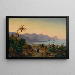 Eugne von Gurard - Sdliche Kstenlandschaft mit Palmen.webp