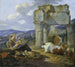 Familie von Hirten bei den Ruinen des Tempels von Vespasian - Johann Heinrich Roos — Ansicht des Kunstwerks