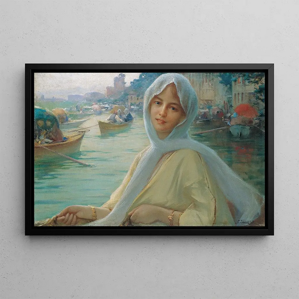 Unterhaltung am Göksu - Fausto Zonaro — gerahmtes Bild an der Wand