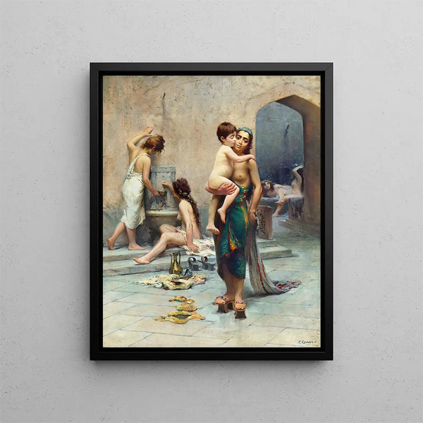 Hamam, das Bad - Fausto Zonaro — gerahmtes Bild an der Wand