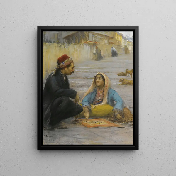 La diseuse de bonne aventure - Fausto Zonaro — gerahmtes Bild an der Wand