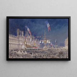 Fdor Hoffbauer - Illuminations de lHtel de Ville lors de la fte nocturne sur la place Ftes FrancoRusses Paris le 19 octobre 1893.webp