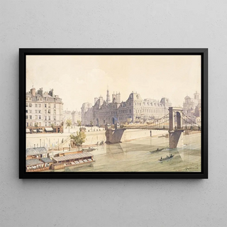 Fdor Hoffbauer - LHtel de Ville et le pont dArcole en 1842.webp
