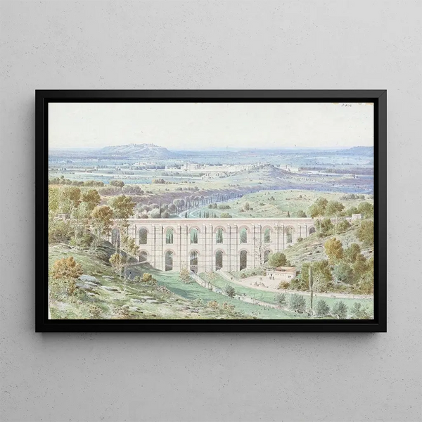 L'Arkadische Aquädukt von Arcueil, Val-de-Marne, und allgemeine Aussicht auf Paris vom Aquädukt von Arcueil - Fédor Hoffbauer — gerahmtes Bild an der Wand