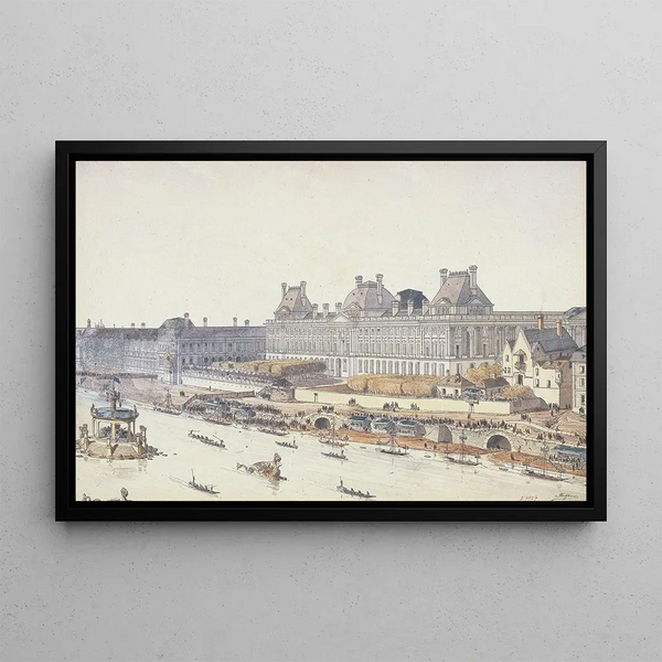 Fdor Hoffbauer - Le Louvre sous Louis XV spectacle nautique de Servandoni pour le mariage de LouiseElisabeth avec le future Duc de Parm.webp